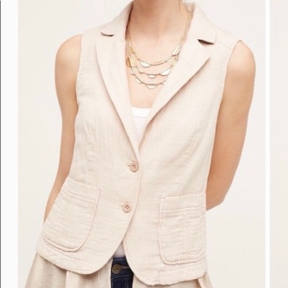 Anthropologie Hei Hei Cream Button Down Vest